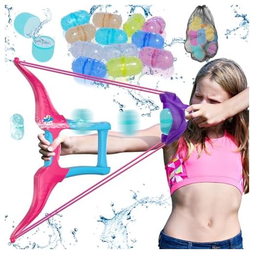 HYES Water Balloon Launcher Slingshot with 12 Reusable Water Balloons, 1 Storage Bag, Water Balloons Quick Fill for Kids Girls Teens Adults, Summer Gift Toys Games for Outdoor Fun, Pink