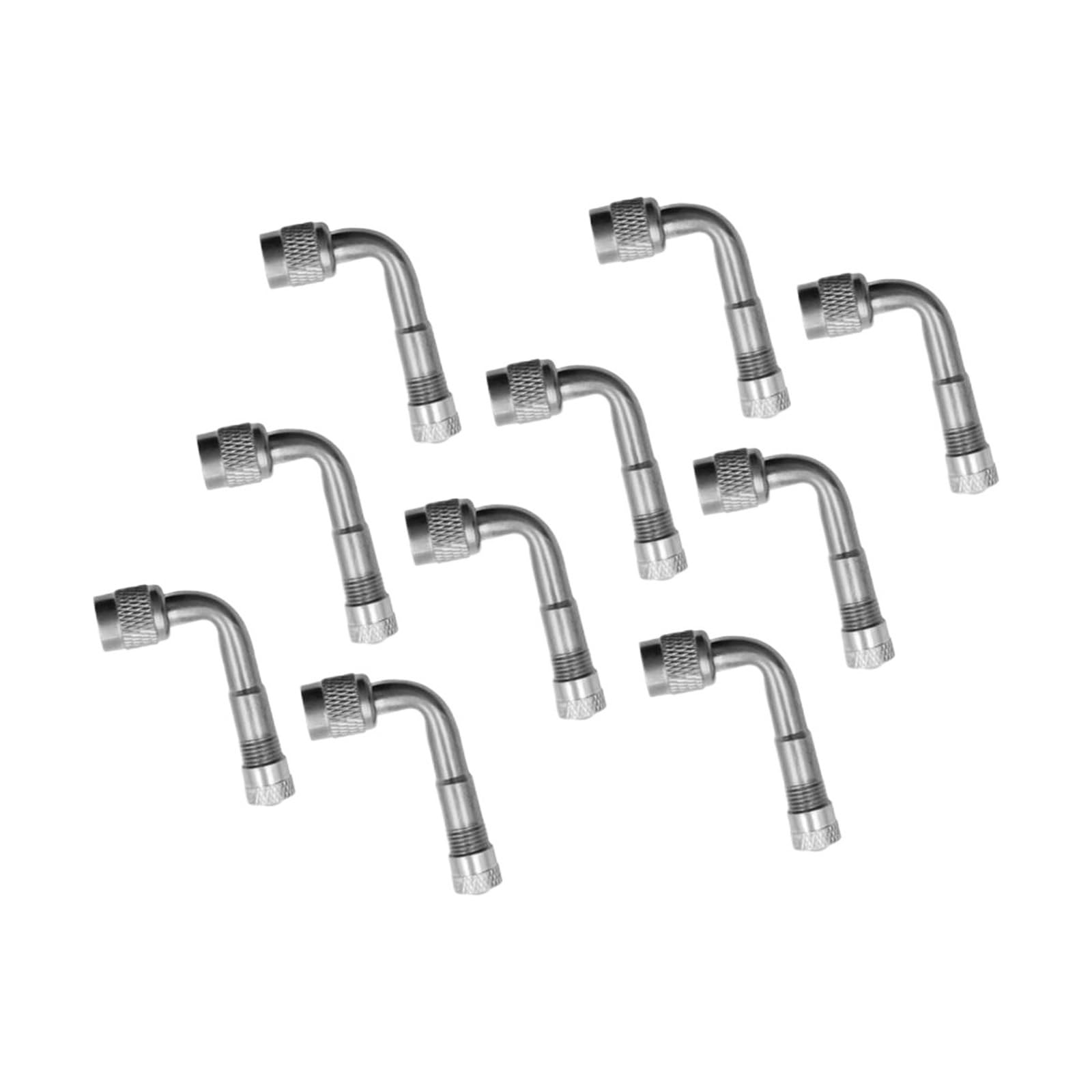 Alargador De VáLvula 10 adaptadores Extensores de válvula neumático en ángulo 90 Grados, Plateados, for Coches, Camiones, caravanas, remolques y vehículos recreativos