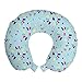ABAKUHAUS Alfabeto Cuscino da Viaggio, capriccioso alfabetica, Accessorio in Schiuma di Memoria per Viaggio, 30 cm x 30 cm, Aqua Indigo