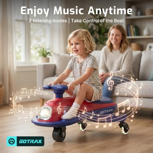 Image of Gotrax Electric Wiggle Car for Kids 3-8, 12V Battery for 120Min w /Bluetooth | Safe Lead-acid Battery, Quiet & Powerful Brushless Motor,Music Speaker,Battery Display, Max 132lbs Load,Gift for Girls,Red