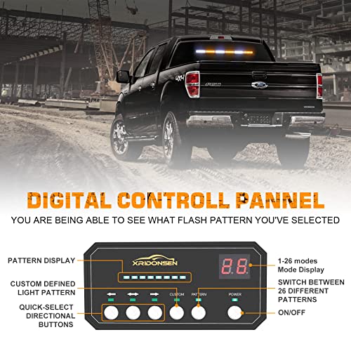 Xridonsen 26 Inch Traffic Advisor Emergency Strobe Lights Bar 36 Led Amber White Hazard Warning Flashing Safety Lights Front/Rear Window W/Directional For Construction Vehicles Tow/Plow Trucks Suv #TOP3