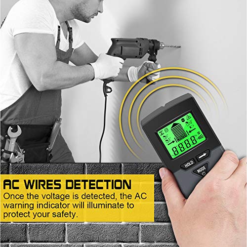 Stud Finder, Upgraded 6 in 1 Wall Scanner with 5 Scanning Modes & Digital Level to Scan Stud, Metal, AC Wire, Wood, LCD Display and Sound Warning for Easier Scanning (Grey) - Thumbnail 7