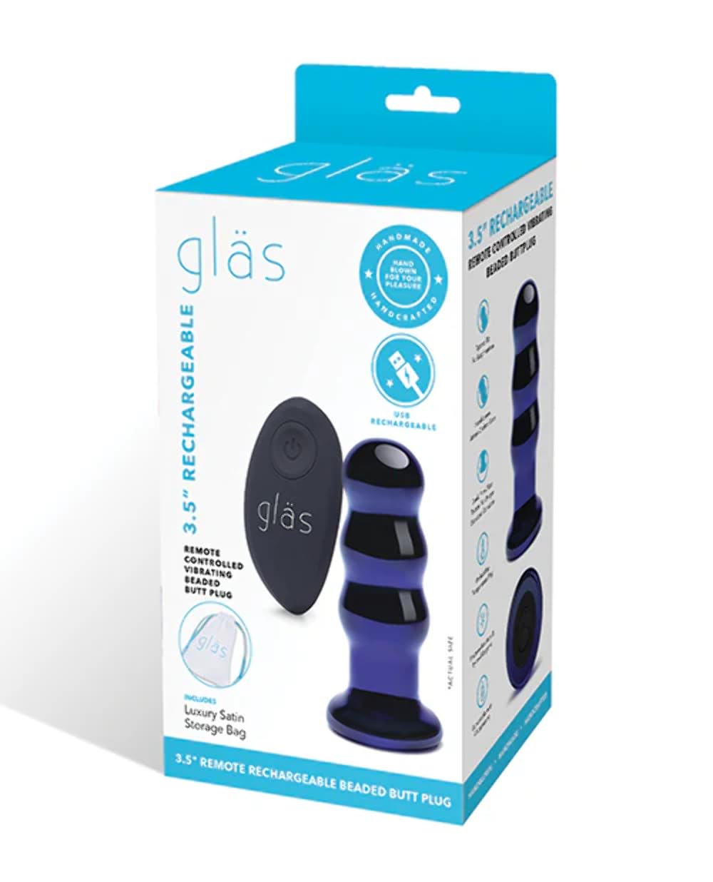 Glas - 3,5" ricaricabile telecomandato vibrante perline plug