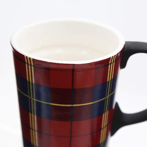 Miniatura 39 de Topadorn Taza de cerámica de porcelana Latte Tea Cup Taza de café con caja de regalo, 17oz.Taza de viaje con tapa, estilo café