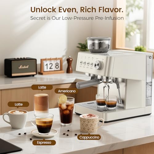 Image of COWSAR (2026 Upgrade) 15 Bar Espresso Machine with Grinder & Milk Frother Steam Wand, 58mm Commercial Espresso Maker for Home,Coffee Maker with Grinder Perfect for latte,Cappuccino