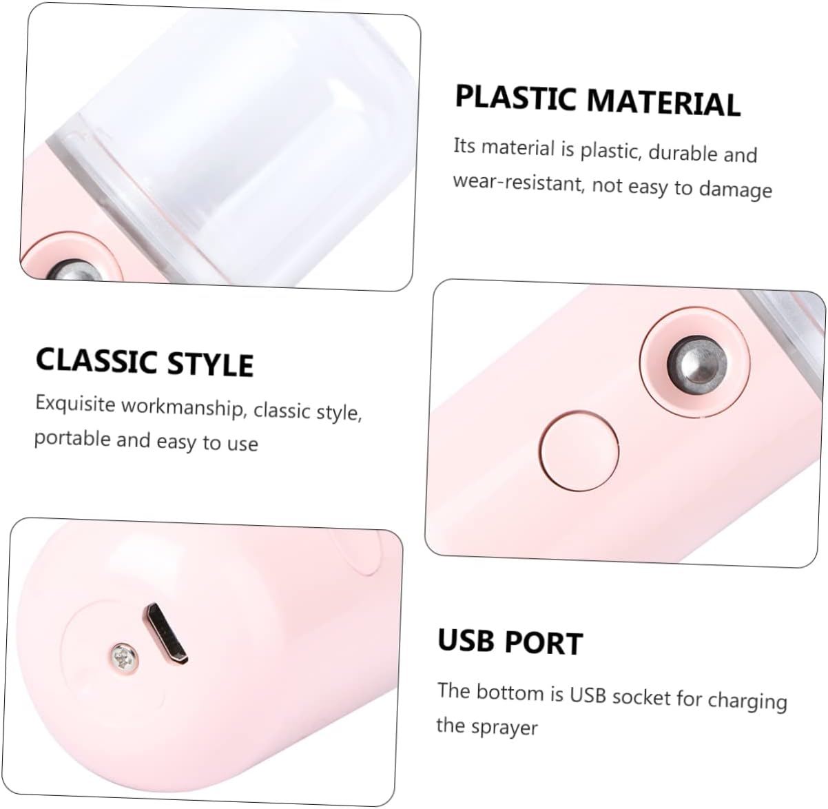 BESTYASH Portable USB Rechargeable Facial Steamer and Mist Sprayer for Hydration and Skin Moisturizing Lightweight Pink Face Humidifier for Beauty Salon Spa Yoga and Daily Use