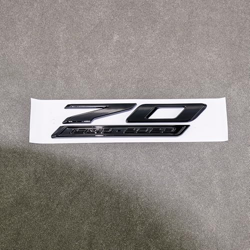 Image of 2Pc 70th Anniversary Side Emblems Car Fender 3D Badge Sticker Replacement for 2020-2024 C8 Corvette Genuine 70th (All Black)