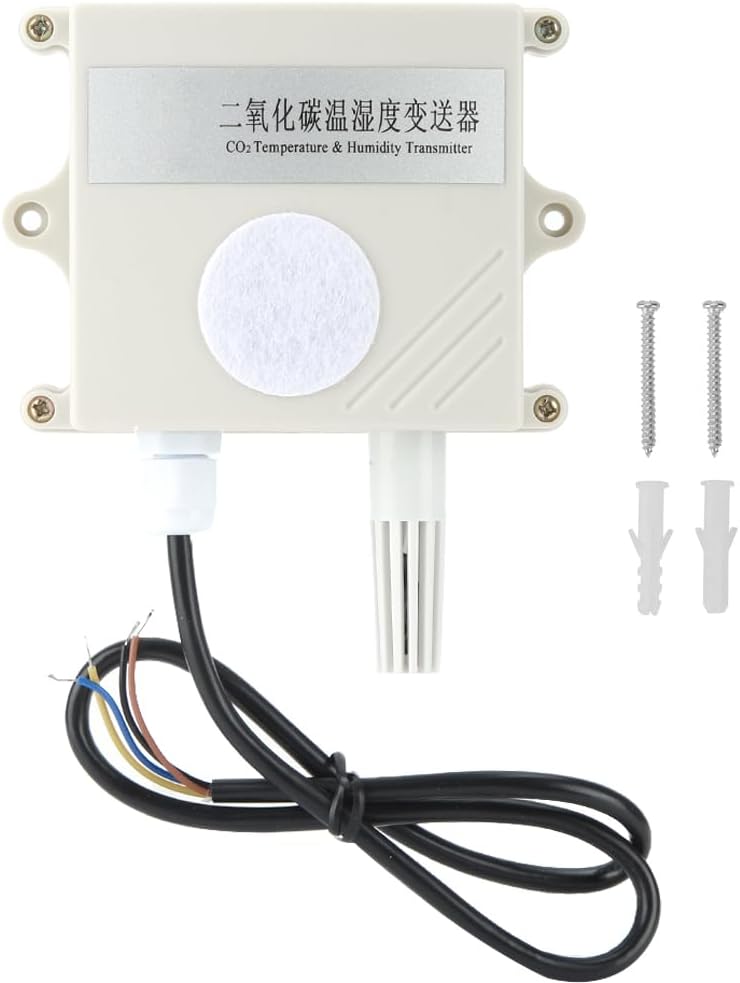 CO2 Sensor Module Detector Carbon Dioxide Temperature Humidity 3 in 1 Transmitter 485 High Accuracy Wall Mounted PVC Material 13x11.7x4.2cm for Indoor Air Quality Monitoring
