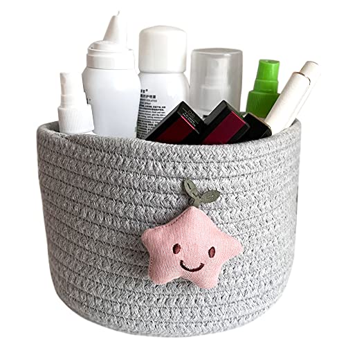 Cesto portaoggetti in corda di cotone, organiser cestini portaoggetti, perfetti per riporre oggetti di piccole dimensioni, per riporre la casa e riporre i cosmetici (grey)