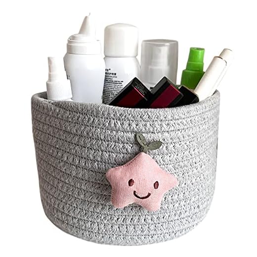 Cestas almacenaje, Cesta de almacenamiento de cuerda de algodón, Cestas organizadoras,Almacenaje Juguetes para Organización y Almacenaje Para Dormitorio,Maquillaje (Grey)