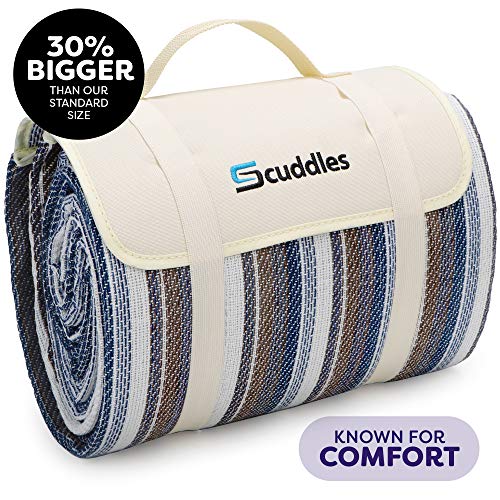 Picnic Outdoor Blanket Park Blanket Beach Mat for Camping on Grass Oversized Seats Adults Water Resistant Picnic Mat (60X60 Large Pearl Blue CM06)