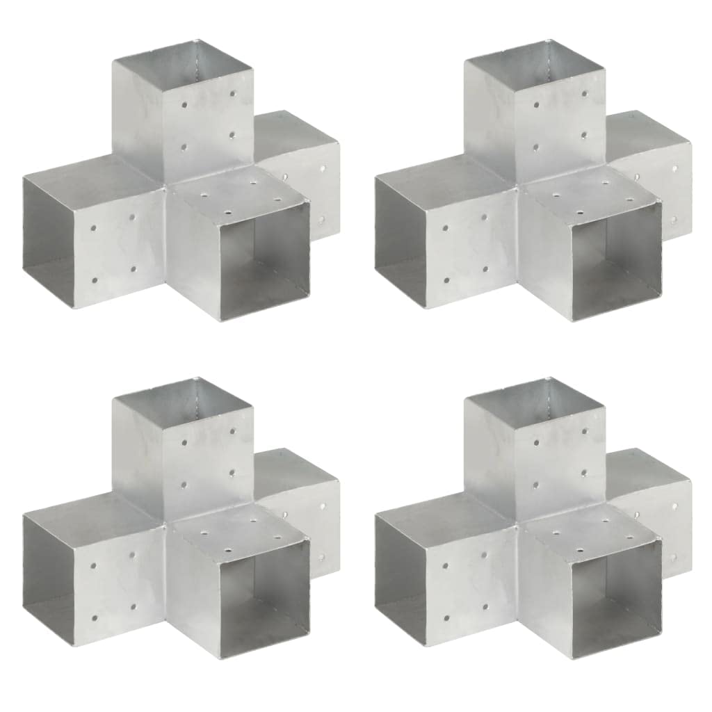 Łączniki słupków z ocynkowanego metalu, 4 szt. 101 x 101 mm, do słupków ogrodzeniowych, słupków, listew drewnianych, łączenia, uchwyt do stabilnej granicy ogrodu i montażu maskującego