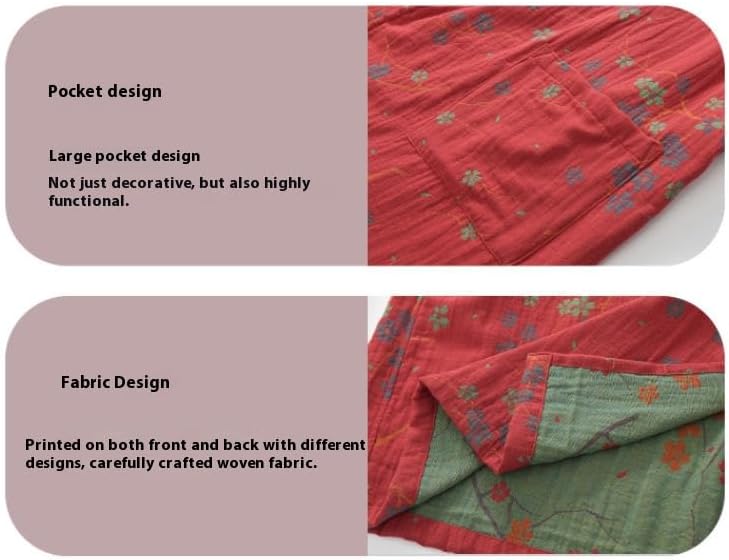 Soft Cotton Japanese Sleepwear Kimono Yukata Lightweight Bathrobe Nightgown Breathable Pajamas Set Women - Image 4