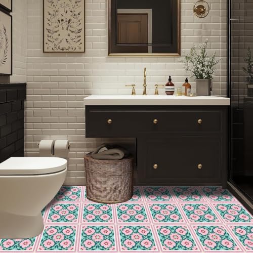 Image of Moroccan Tile Stickers | Waterproof Self Adhesive Peel & Stick Tile Decals for Kitchen Backsplash, Bathroom Wall, Floor, Furniture & Glass (4x4 Inch, Design 24, 36 Pic)