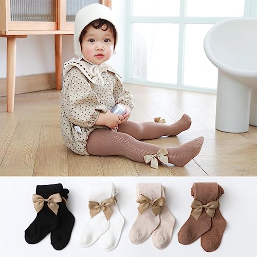 Baby Girl Tights Toddler Cable Knit Tights with Bow Seamless Mesh Leggings Stockings Infant Cotton Pantyhose2