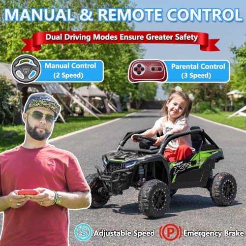 Image of NEWQIDA 24V Ride on Toys for Kids 3-6, Licensed Kawasaki KRX UTV, Black