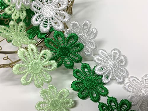 お花のレース 3M 幅2.5cm レース リボン ケミカルレース モチーフ ハンドメイド リメイク 布 生地 ハギレ (mix-p)