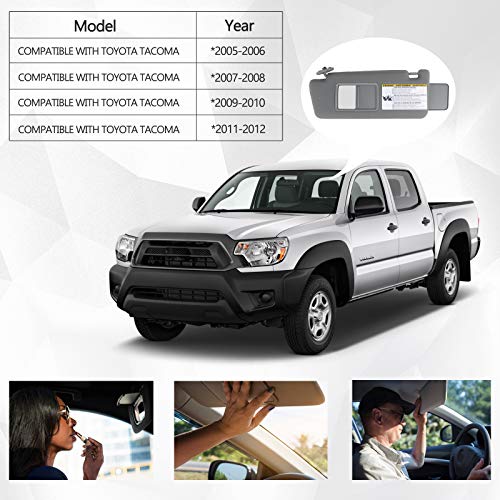 UNIGT Driver Side Sun Visor Compatible with 2005-2012 Toyota Tacoma Pre-Runner 74320-04181-B1 Left Visor Assy, LH, Gray (Gray)
