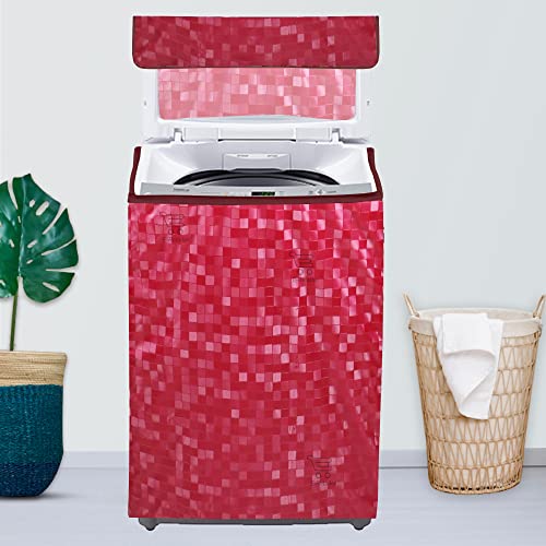 Image of Polyester Washing Machine Top Load Cover with Zipper Waterproof & Dustproof Washable Protector for 5kg-8kg Capacity (Red, 23x23x35 Inch)