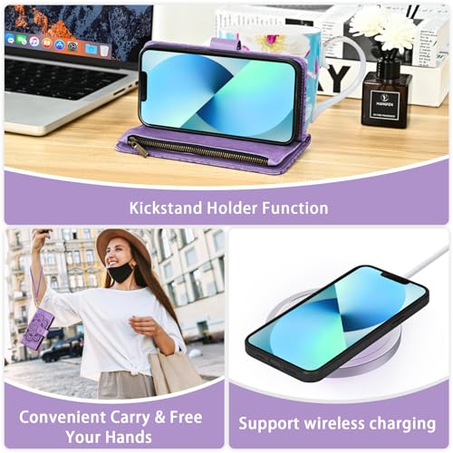 Coque portefeuille iPhone 13 avec protection écran verre trempé
