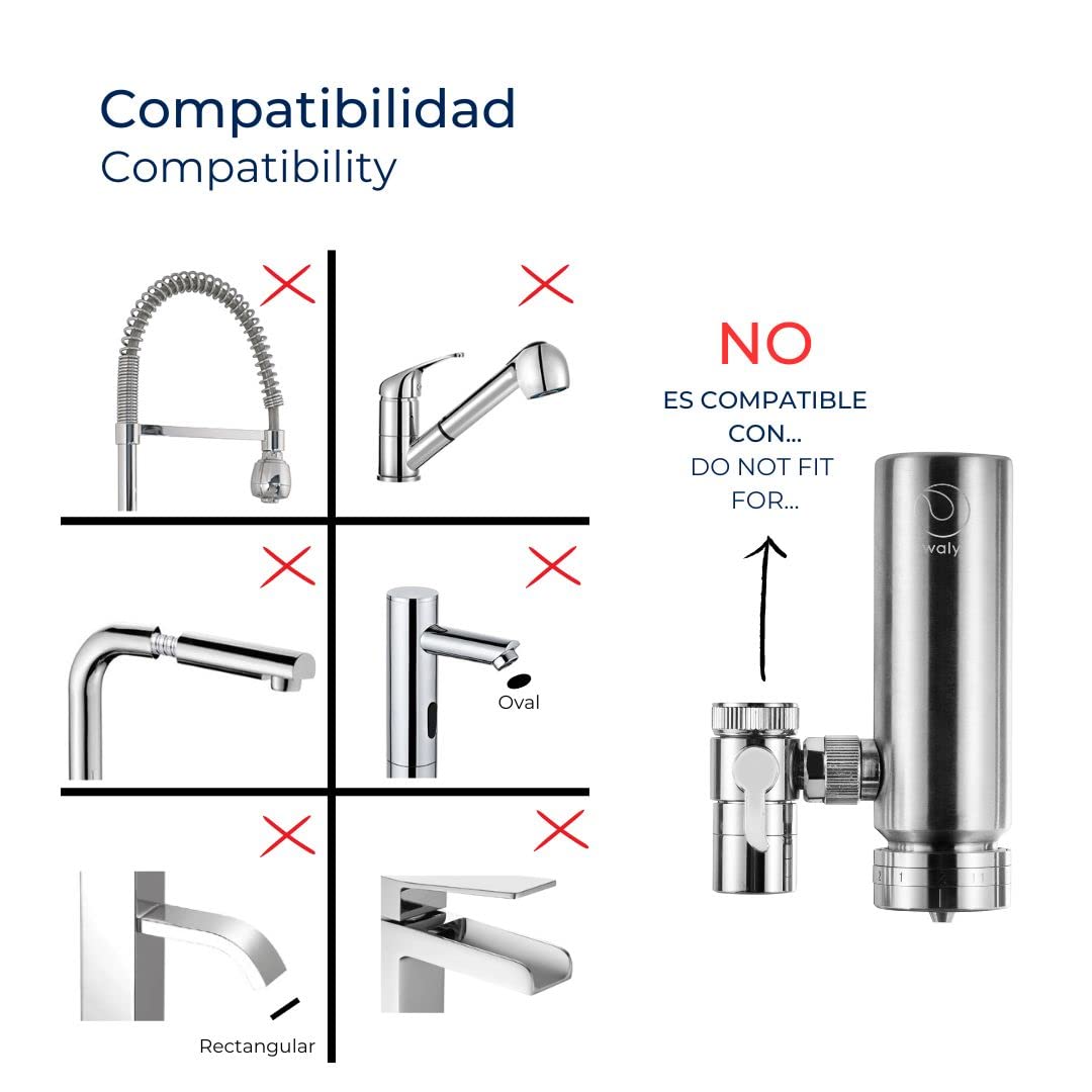 Filtro de Agua para Grifo de Acero Inoxidable — Reduce cloro y metales pesados, mejora el sabor — Instalación rápida — Incluye 1 cartucho de recambio