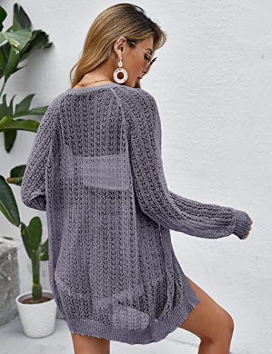 Image of Women Crochet Lightweight Cardigan Cover Up Open Front Long Sleeve Summer Cardigans