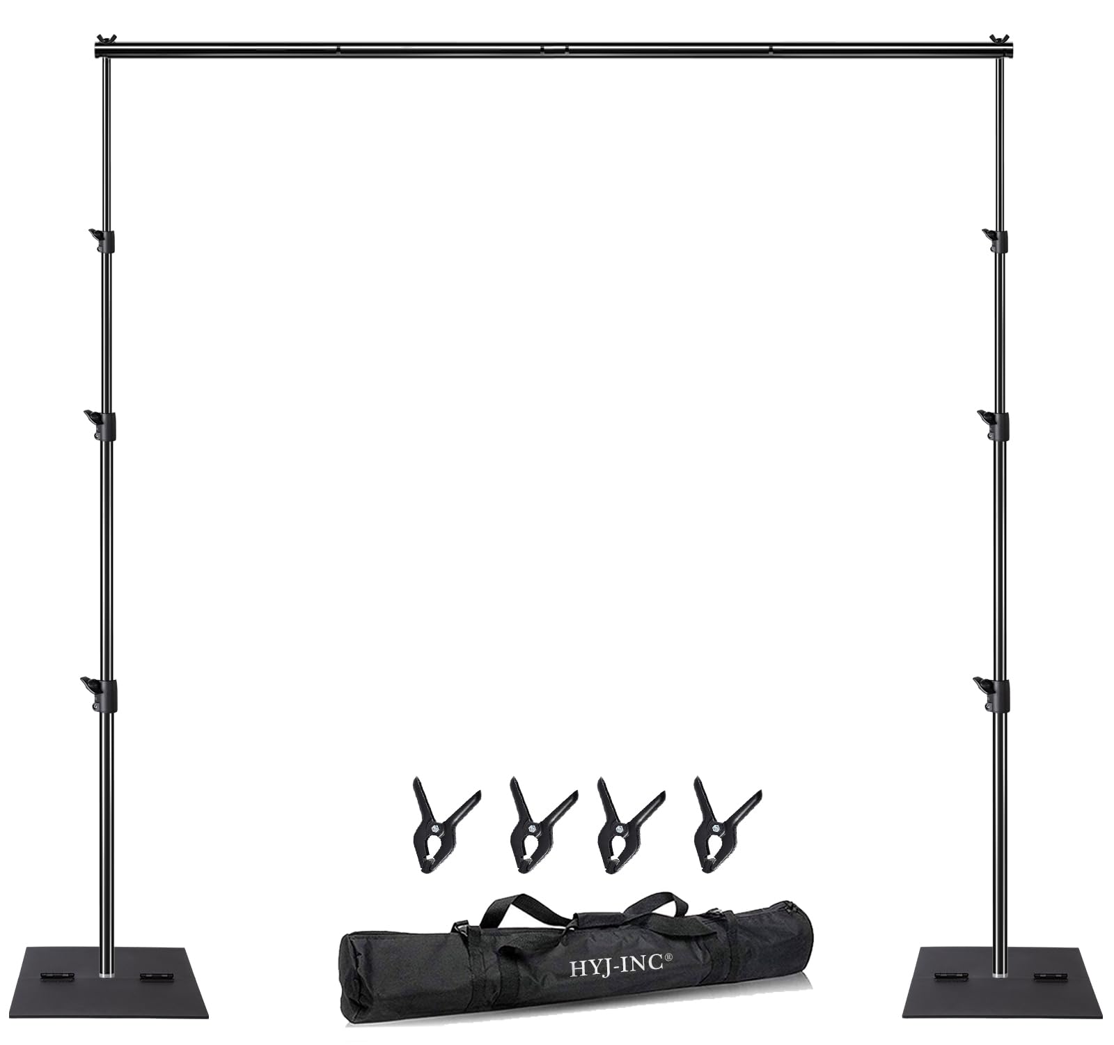 HYJ-INC Heavy Duty Backdrop Stand Pipe and Drape Photography Backdrop Stand Kit Adjustable Photo Background Stand 10ft x 10ft with Metal Base, 4