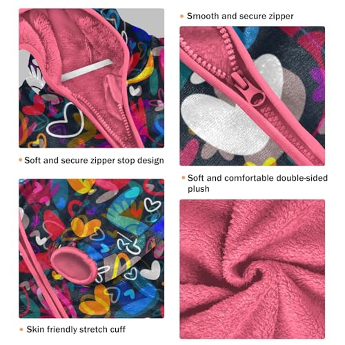 OTVEE Flowers Hearts Pattern Kids Hoodie Jacket Fall Spring Full Zip Warm Outwear Coat3