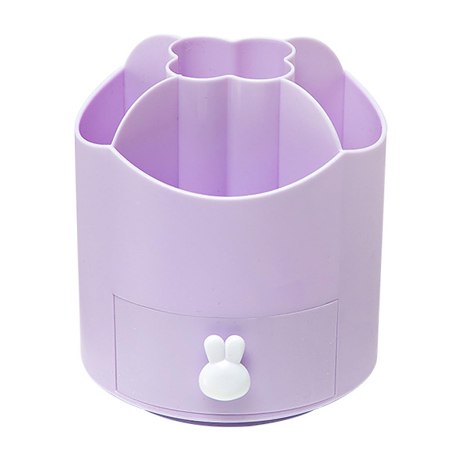 RGYBAO Rotating Desk Organiser Tray 5 Compartments Pen Stand with Drawer for Pencils Marker Paper Clips Makeup Brush Colorful Pencil Cup