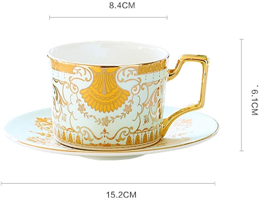 Coffee Cup Bone China Coffee Cup Golden with Spoon Home Afternoon Tea Cups Office Cup and Saucer Set