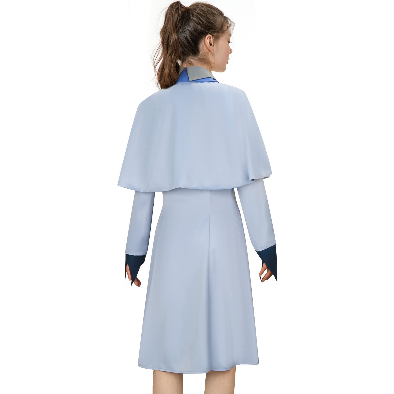 Déguisement Fleur Delacour Costume Femmes Robe Bleue Claire avec Cape Elégante Halloween Magique Cosplay Tenue