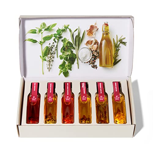 Image of Thoughtfully Gourmet, Spice Infused Olive Oil Gift Set, Premium Extra-Virgin Olive Oil from Spain, Flavors Include Chili, Rosemary, Lemon, Spicy Garlic, Herbes de Provence and Tuscan, Set of 6