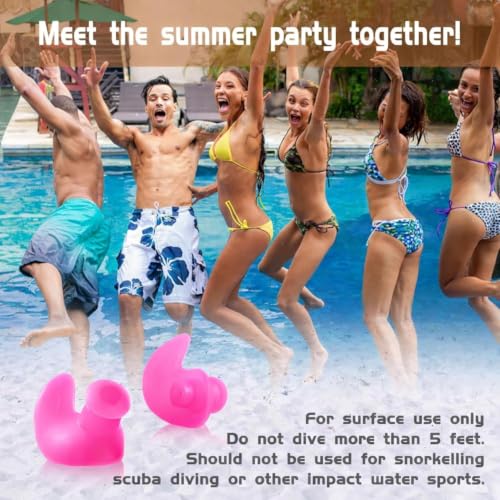 Image of Reusable Waterproof Silicone Swim Ear Plugs for Men, Women & Kids | Soft Comfortable Ear Protection for Swimming, Bathing, Diving, Shower, Snorkeling & Water Sports | Travel Storage Case Included