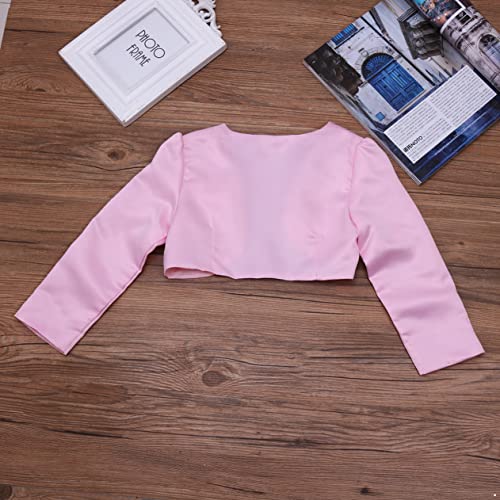 Kids Girls Long Sleeve Bolero Shrug Jacket Cardigan for Formal Dress Wedding Party Flower Sweater Dress Cover Up Pink 8-9 Years4