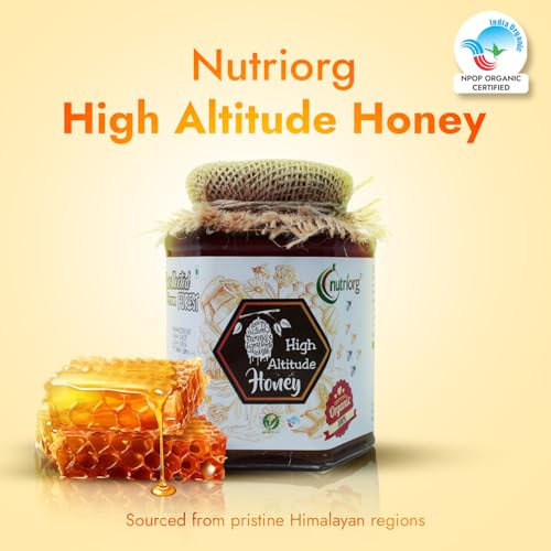 Image of Nutriorg Certified Organic High Altitude Honey 250g | 100% Pure, Unadulterated, and NMR Approved | Raw Himalayan Honey for Weight Management, Energy Boost & Immunity | No Added Sugar | Natural Sweetener