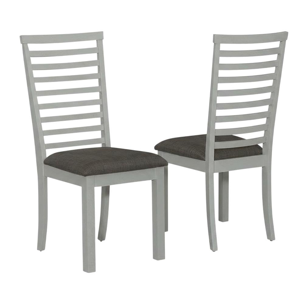 Rubberwood Upholstered Ladder Back Side Chairs Set of by Starlight Canyon Home – Rubberwood Solids with Mindy Veneers, Grey, Pack of 2
