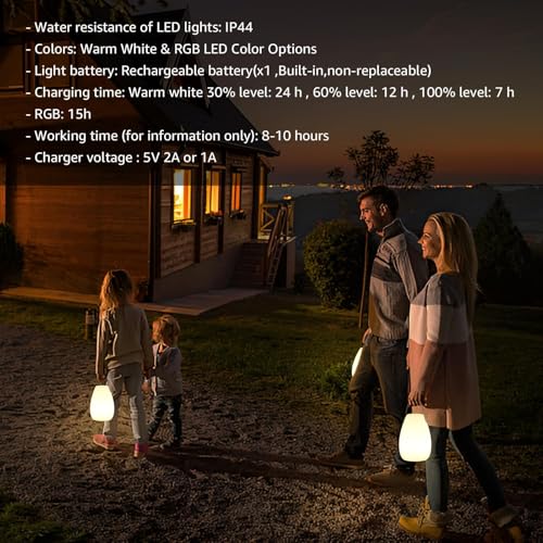 Image of uuffoo 2 Pack Rechargeable Portable Table Lamp, Cordless RGB Lantern, Decorative LED Night Light, IP44 Waterproof Indoor Outdoor Lamp for Bedroom Patio Garden Wedding Party