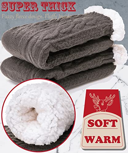 EBMORE Mens Slipper Fluffy Socks Bed Thermal Winter Cosy Cabin Grips Warm Fleece Soft Thick Non Slip Dad Christmas Secret Santa Gifts Stocking Fillers for Men Him Comfy Home Socks (Dark Grey) - Image 3