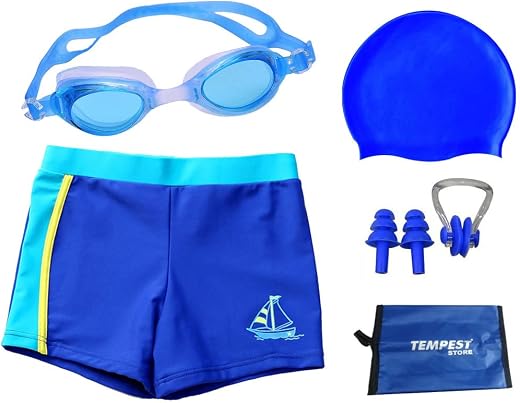 Tempest Boy Swimming Kit with 1 Swimming Shorts | Costume | Trunk Swimming 1 Anti Fog Swimming Goggles 1 Silicone Swimming...