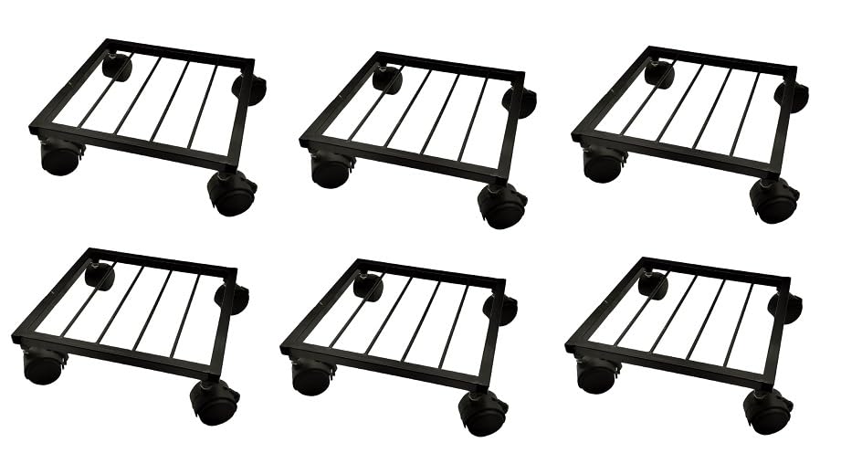 appeasy Metal Planter Caddy with Wheels, Square Plant Potted Stand Flower Stand Rack on Rollers (Pack of 6-Black (B0CPDS1V92) Amazon Price History, Amazon Price Tracker