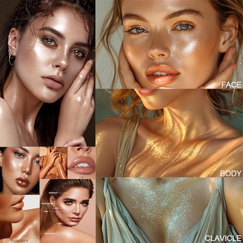 Barra de maquillaje resaltador líquido, resaltador facial líquido - Brillo corporal | Resaltador líquido resistente al agua, resaltador de larga duración, brillo para mejillas - imagen 4