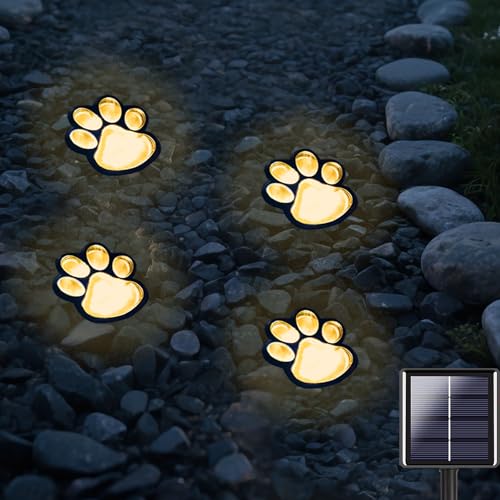 Lampes solaires étanches à motifs de pattes avec système de recharge automatique pour jardin