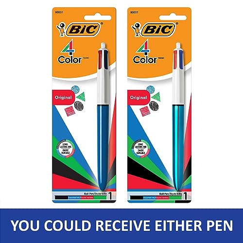 Image of BIC 4-Color Retractable Ballpoint Pen, 1.0 mm Medium Point, 1-Count | Four Vibrant Ink Colors | Comfortable Grip for Easy Writing | Durable Clip for Convenience, Ideal for School or Office Use