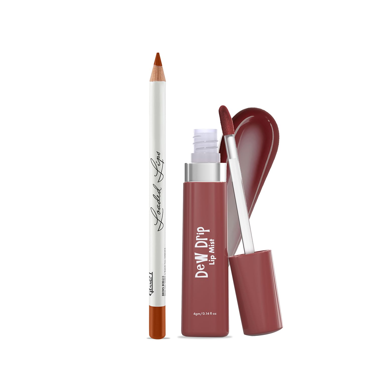 Glam21 Dew Drip Lip Mist-Brown Beauty-06 & Loaded Lips Matte Lip Liner-Brown Bob-13 Combo | Glossy Tint + Waterproof Matte Liner | Long-Lasting, Non-Sticky Finish | Highly Pigmented & Nourishing Lip Stain-picture-24