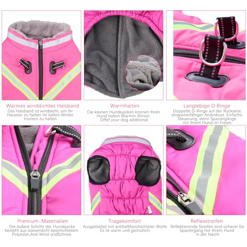 Lairle Hundemantel wasserdichte Hundemäntel Winter Hundejacke Weste Kleidung Reflektierende verstellbare Hundemantel mit eingebautem Geschirr für kleine mittlere große Hunde