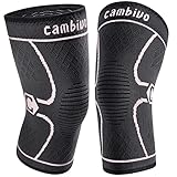 CAMBIVO 2 Pack Knee Brace, Knee Compression Sleeve Support for Running, Arthritis, ACL, Meniscus Tear, Sports, Joint Pain Relief and Injury Recovery (XXL, Pink)