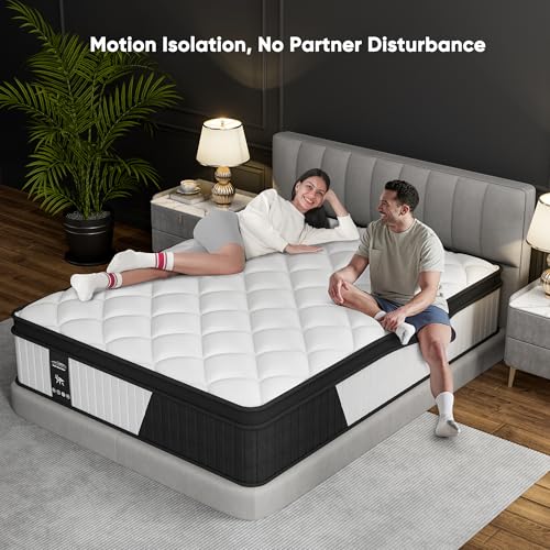 10 Inch Full Size Mattress- 2025 Upgraded Hybrid Cooling Gel Memory Foam & Pocket Coils, Medium Firm Mattress for Back Neck Pain Relief, Motion Isolation, Edge Support, Breathable, White