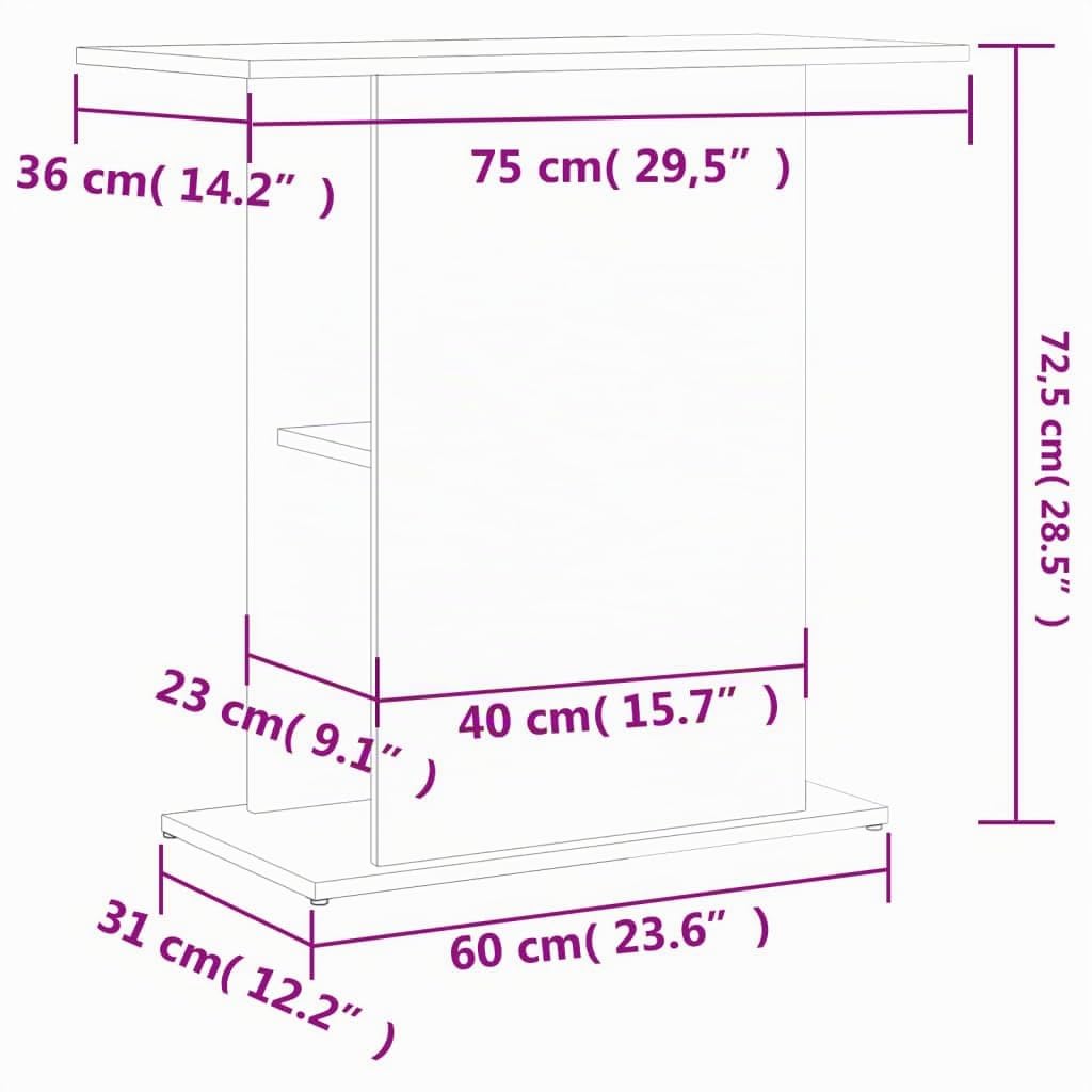 IKAYAA Aquarium Unterschrank Räuchereiche, Aquariumständer für Aquarien, Aquarienschrank, Aquarium Tisch Holzwerkstoff 75x36x72,5 cm