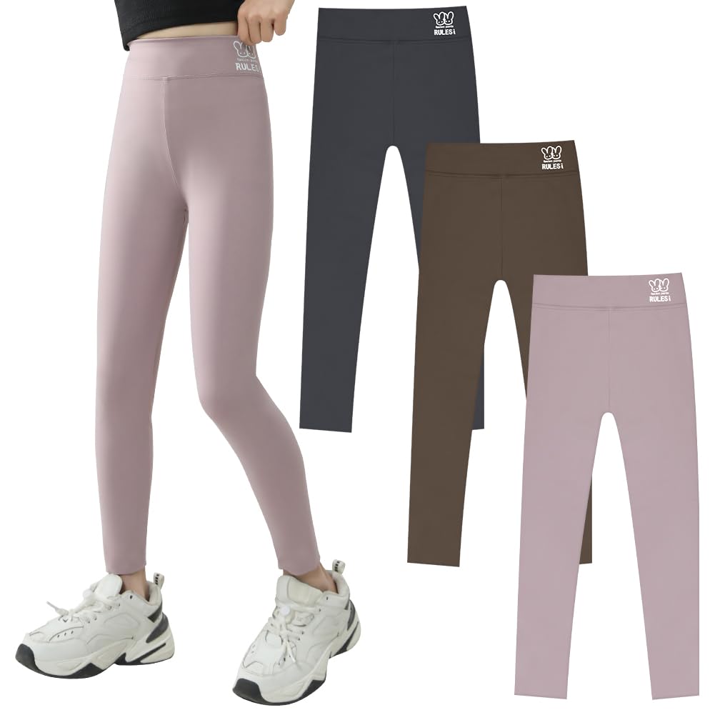 HOTUT Leggings Mädchen, high Waist Sport Leggings, Basic Lange Sporthose Kinder, Sportleggings mädchen Elastisch Fitness Hose, Sporthosen Einfarbig für Tanz Yoga Alltag