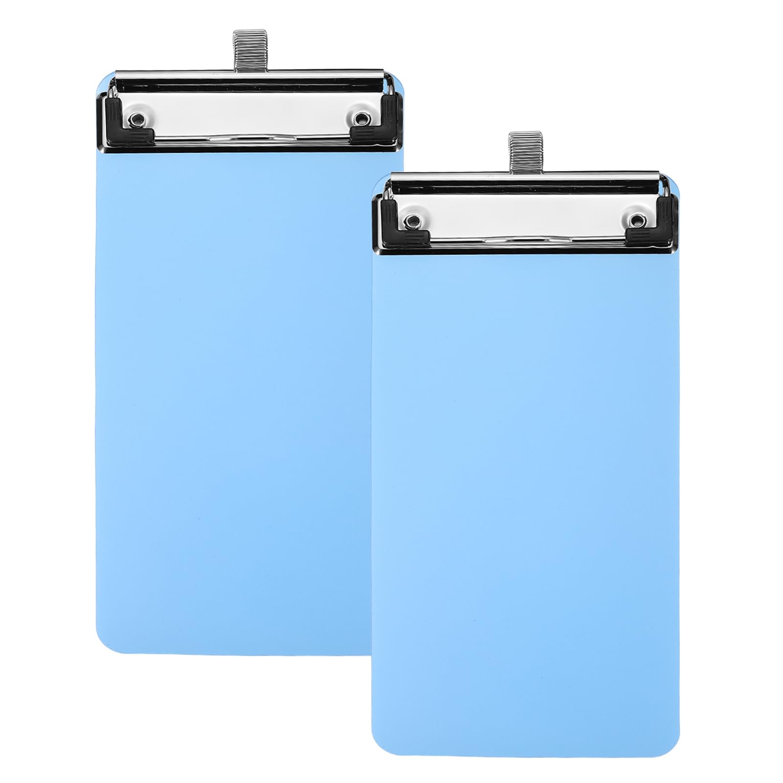 PATIKIL 2 Pack Mini Clipboard, 22cm x 10cm Small Pocket Clipboards Plastic A6 Memo Size Menu Pads Clip Boards with Pen Holder Low Profile Clip for Notepads Restaurants Offices, Blue